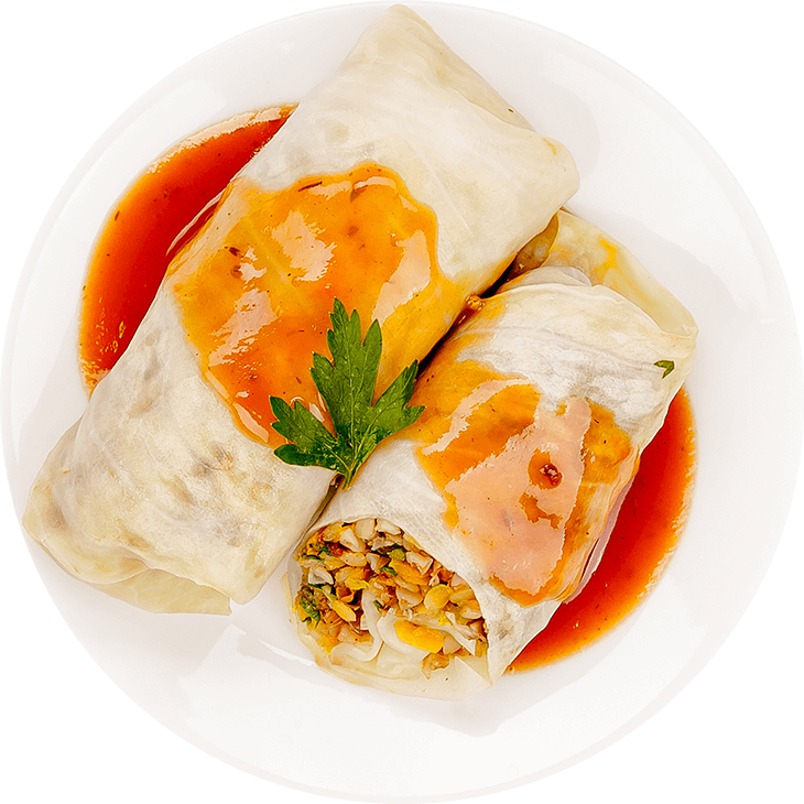 Vegetarian cabbage rolls with buckwheat and lentils