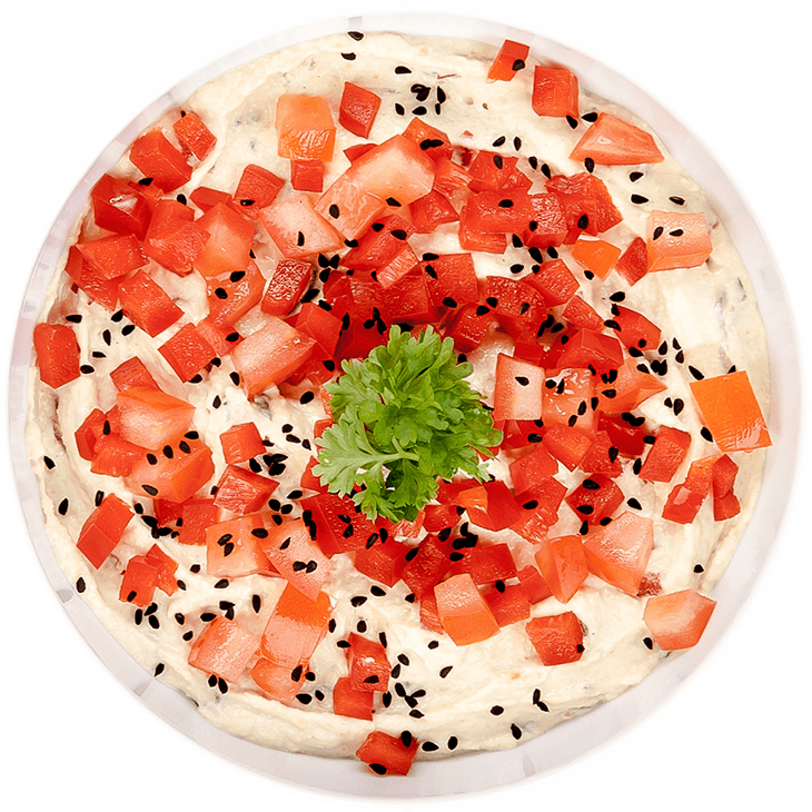 Hummus with pepper and tomato