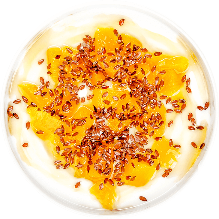 Yoghurt with orange, flaxseed and honey