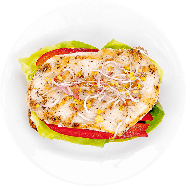 Sandwich with grilled chicken and pepper