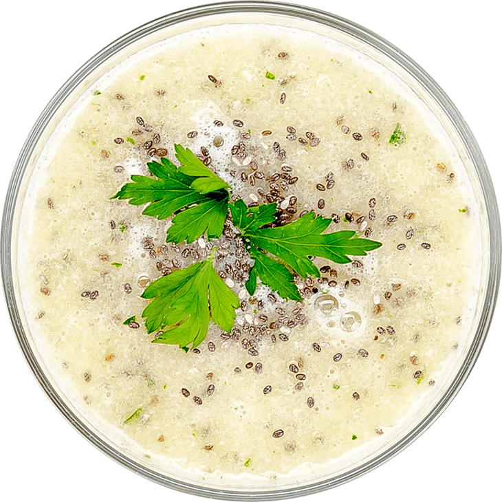 Smoothie with pineapple, banana and chia seeds
