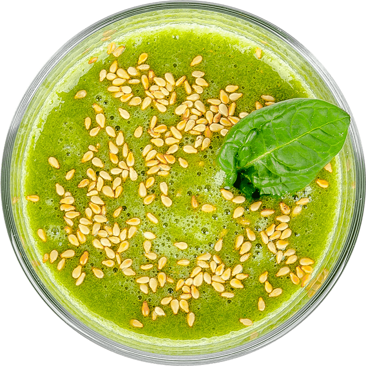 Smoothie with orange, spinach, banana and apple