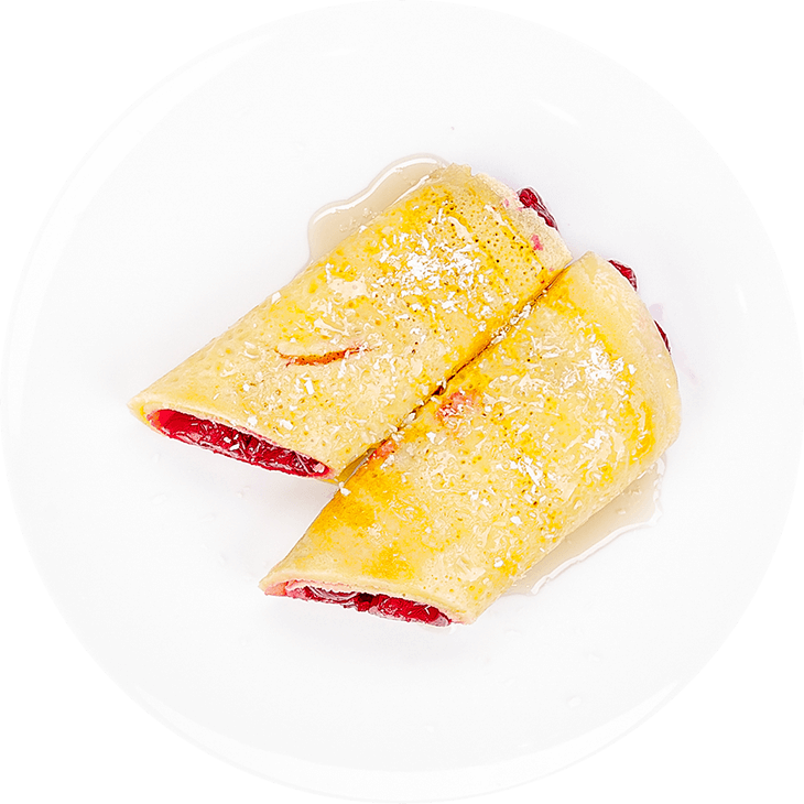 Millet crepes with cherries