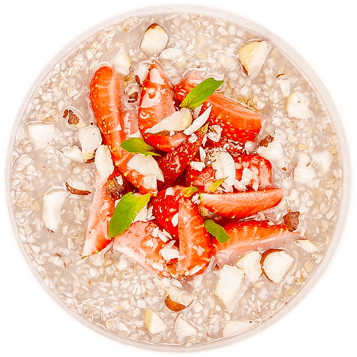 Buckwheat flakes with strawberries and Brazil nuts