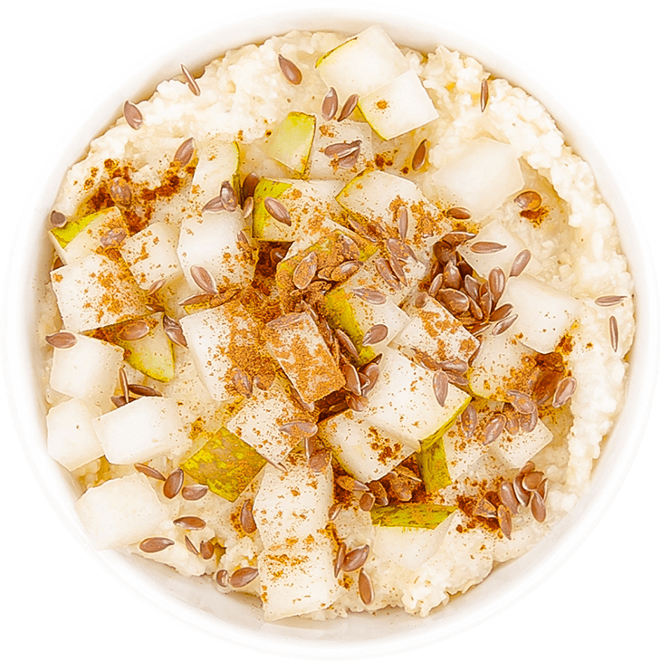 Millet flakes with pear and flaxseeds