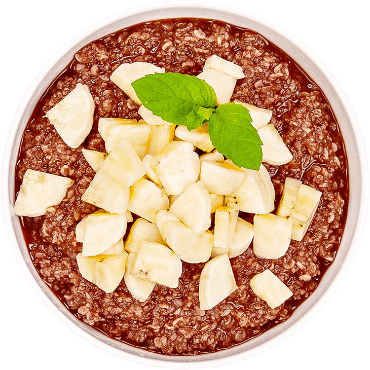 Millet flakes with cocoa powder and banana