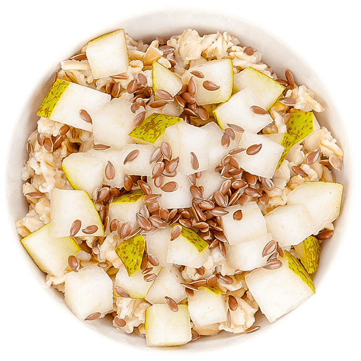 Oat flakes with pear and flaxseeds