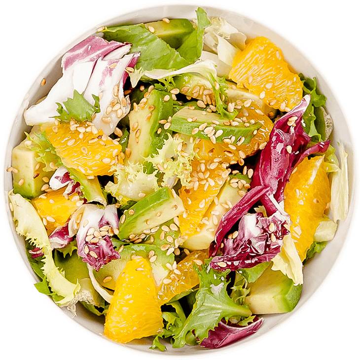 Salad with avocado, orange and olives