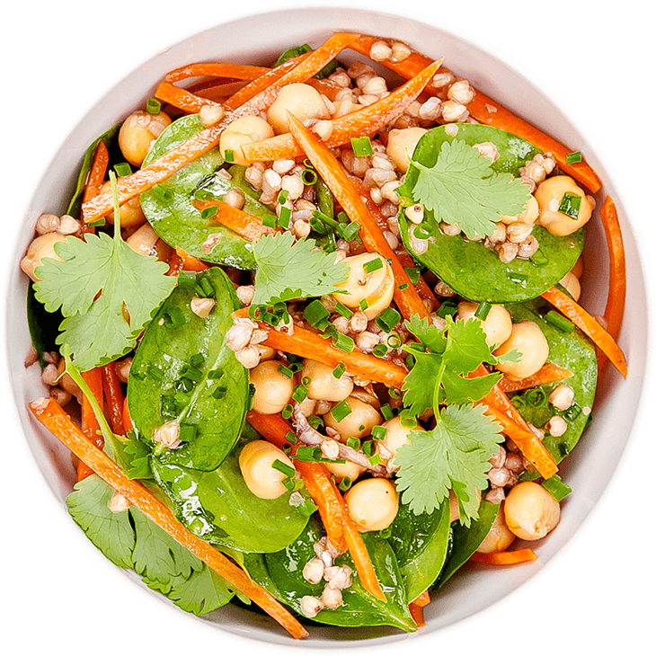 Salad with buckwheat, chickpeas and carrot