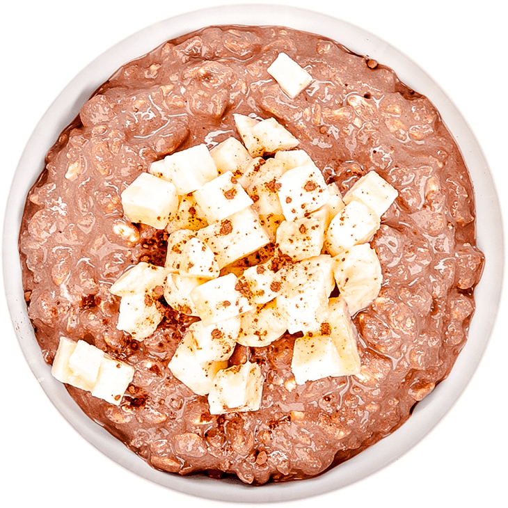 Cottage cheese with cocoa powder and banana