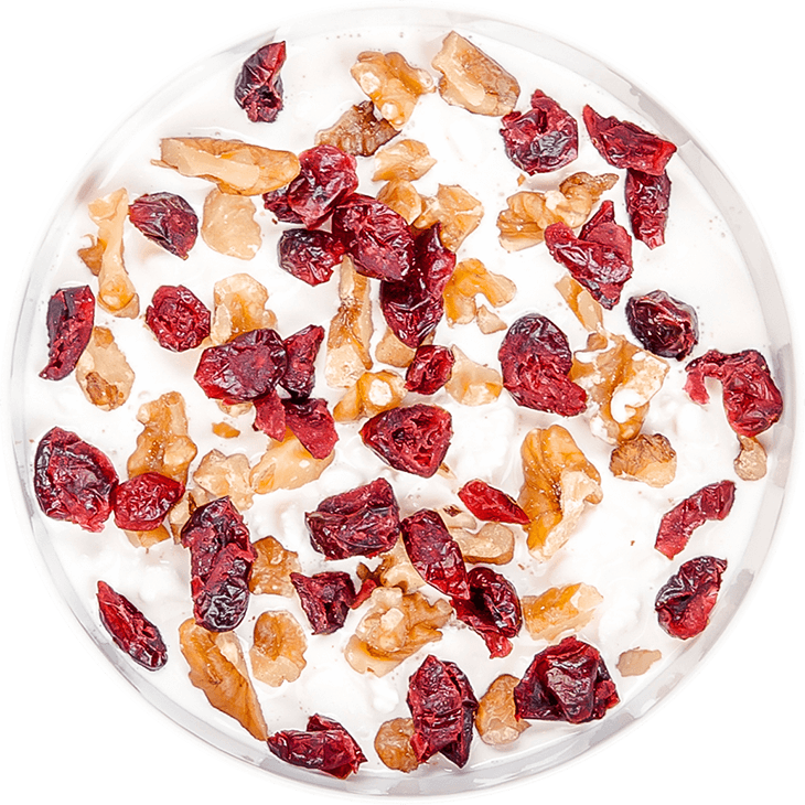 Cottage cheese with cranberries and walnuts (low fat)