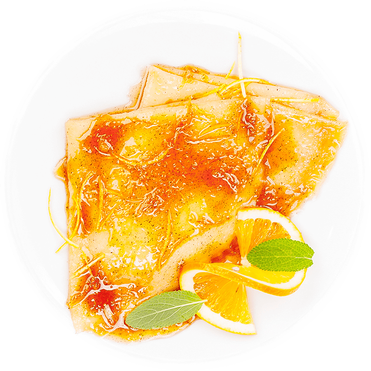 Caramelized crepes in orange juice (Crepes Suzette)