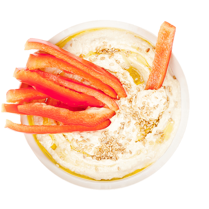 Hummus with pepper and sesame seeds 