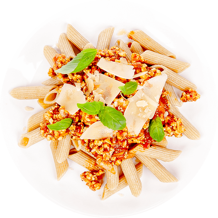 Bolognese penne pasta with turkey