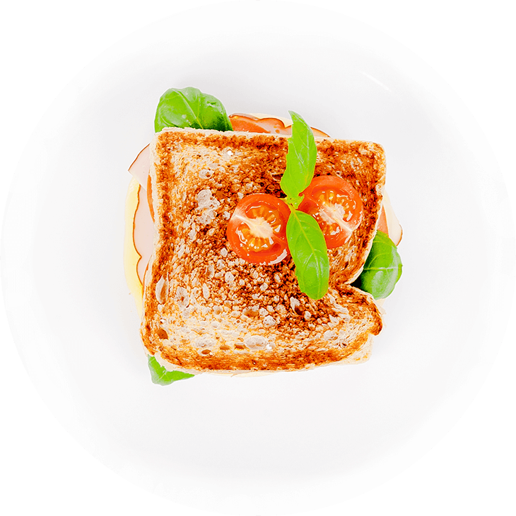 Toast with ham, cheese and tomato (gluten free)